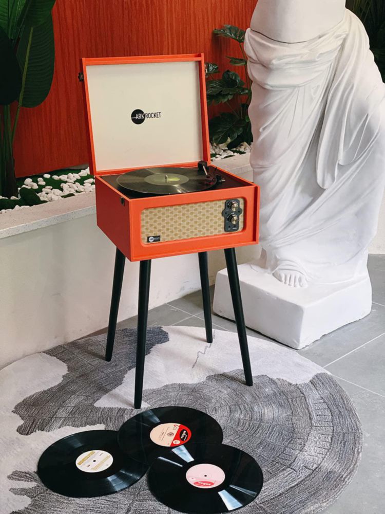 Tocadiscos Arkrocket Bluetooth de 3 Velocidades Naranja
