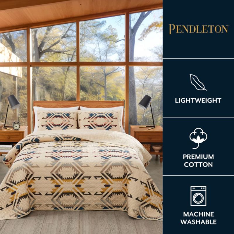 Juego de edredón Pendleton Queen 228 cm Beige diamante 3 piezas