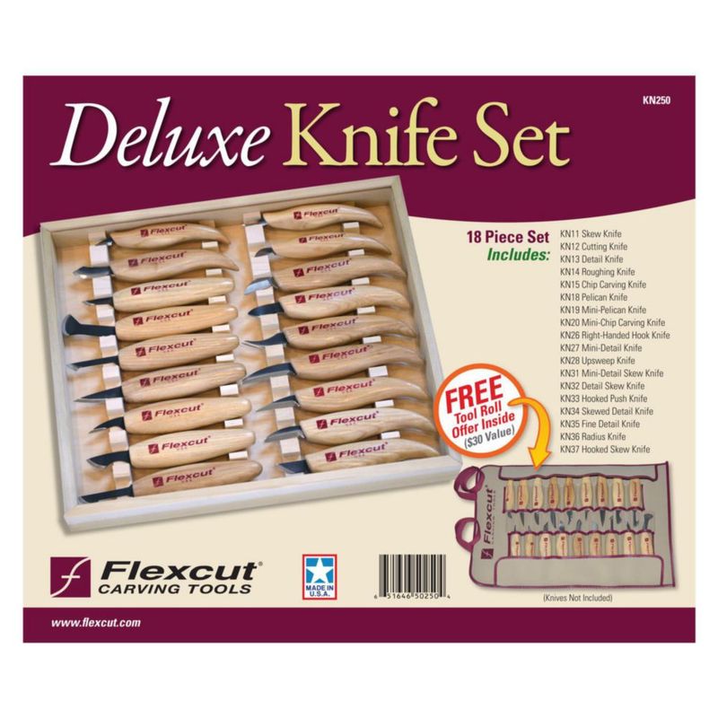 Cuchillo utilitario FLEXCUT KN250 - Set de talla de madera de 18 piezas