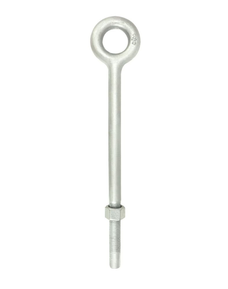 Perno de ojo QWORK 3/4" (19 cm) x 30 cm galvanizado - paquete de 2