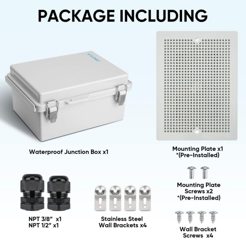 Caja eléctrica TICONN IP67 22x17x11 cm ABS para exteriores