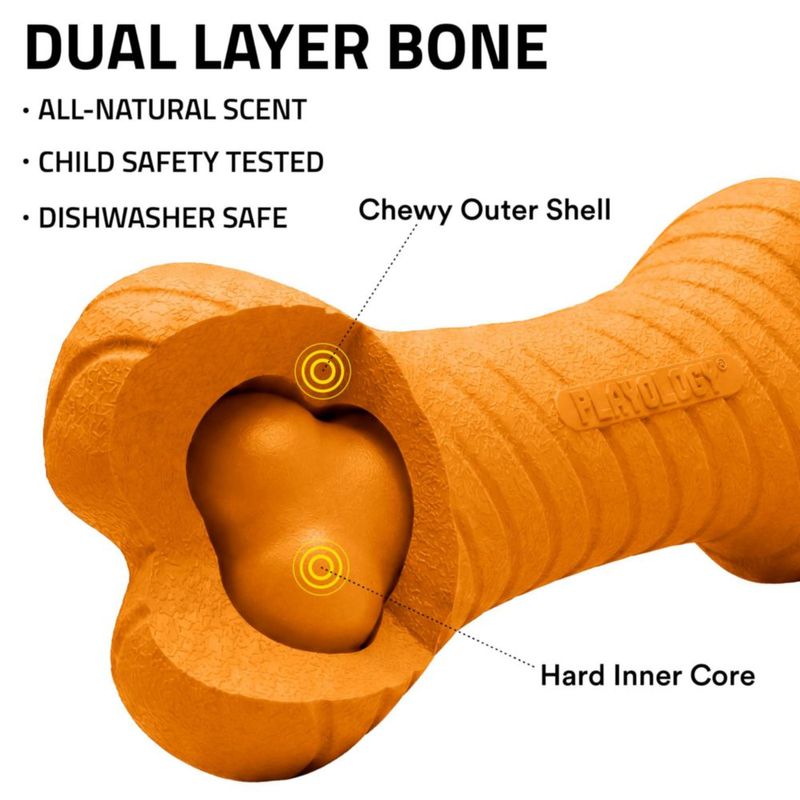 Juguete de Masticar Playology Doble Capa con Aroma a Queso Cheddar – Tamaño Mediano