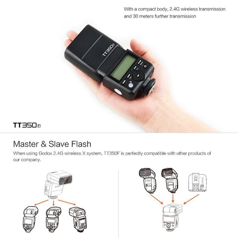 Flash GODOX TT350F 2.4G TTL GN36 para Fuji