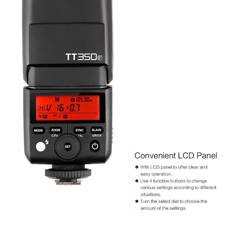 Flash GODOX TT350F 2.4G TTL GN36 para Fuji