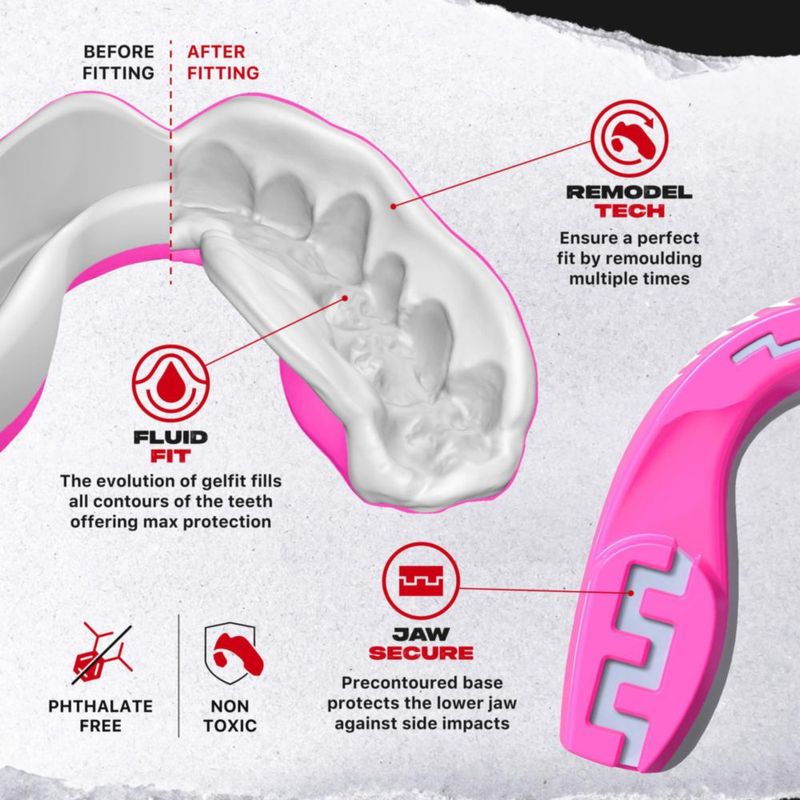 Protector bucal SAFEJAWZ Pink Viper de doble capa con estuche