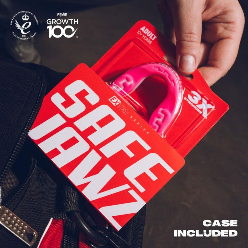 Protector bucal SAFEJAWZ Pink Viper de doble capa con estuche