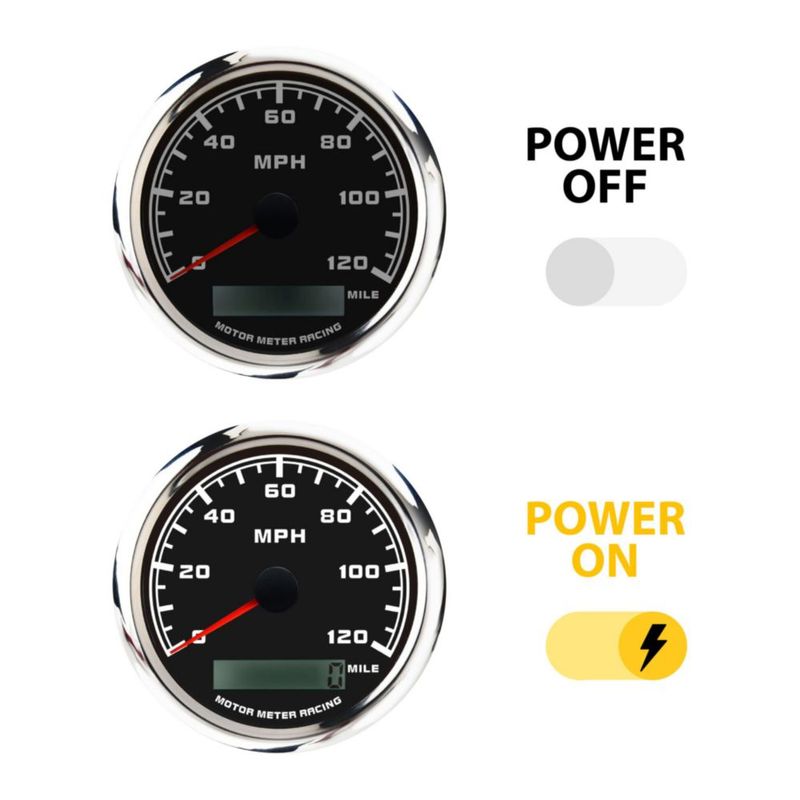 Juego de 6 medidores MOTOR METER RACING 85 mm/52 mm con esfera negra