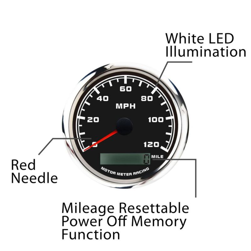 Juego de 6 medidores MOTOR METER RACING 85 mm/52 mm con esfera negra
