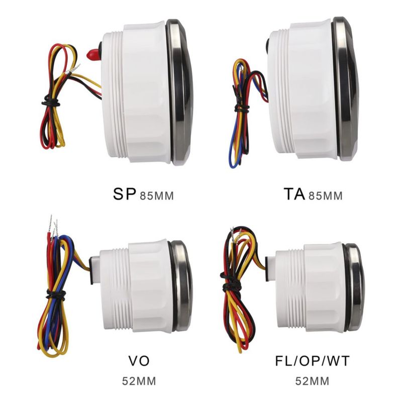 Juego de 6 medidores MOTOR METER RACING 85 mm/52 mm con esfera negra