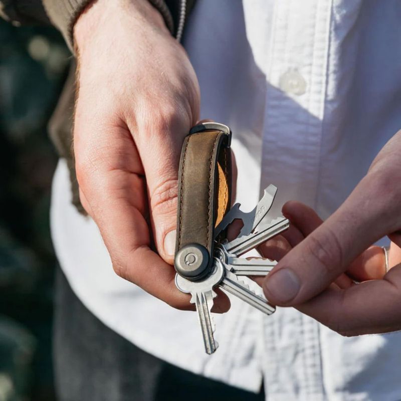 Llavero orbitkey organizador de cuero color Marrón Roble
