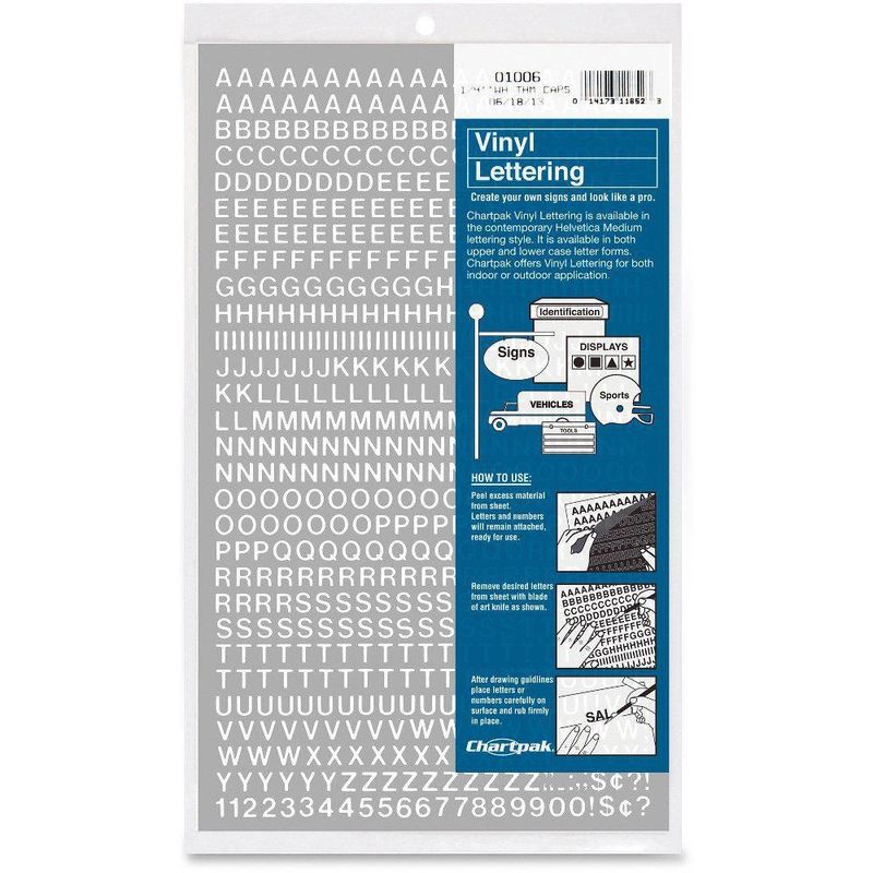 Letras de vinilo Chartpak 06 cm blanco 610 unidades/paquete