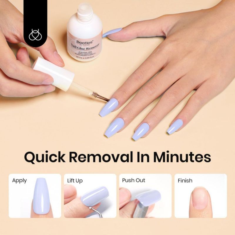 Kit de Pegamento para Uñas Beetles Gel 15 g y Removedor 20 ml