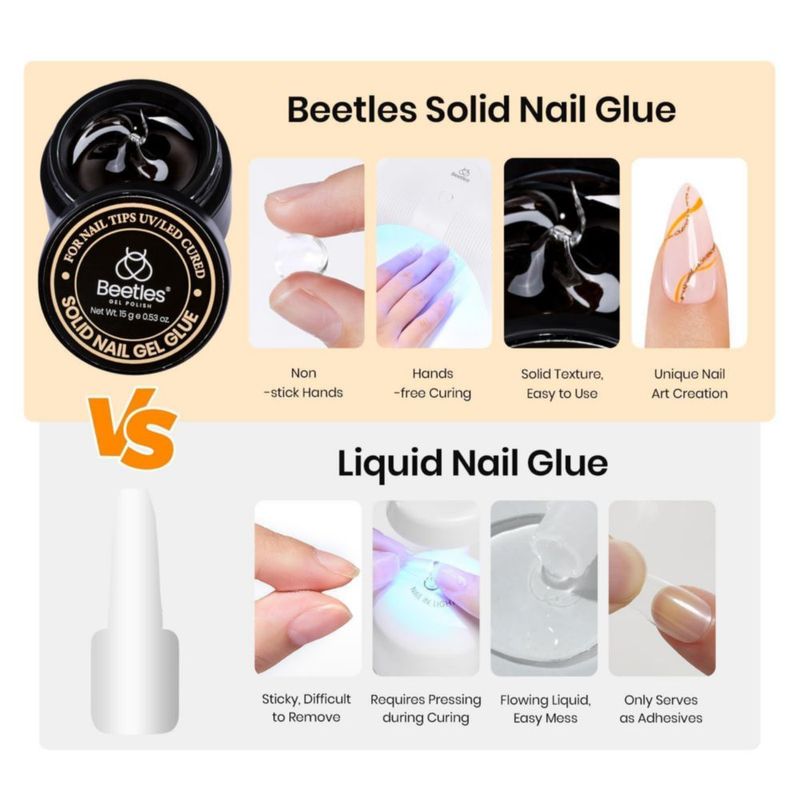 Kit de Pegamento para Uñas Beetles Gel 15 g y Removedor 20 ml