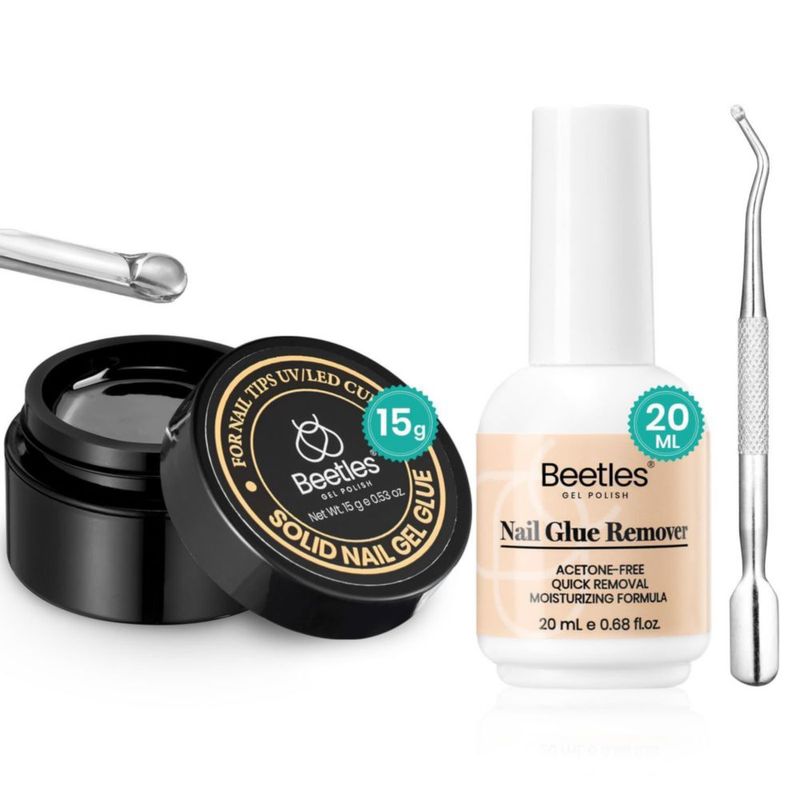 Kit de Pegamento para Uñas Beetles Gel 15 g y Removedor 20 ml