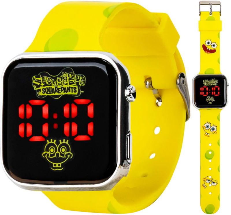 Reloj digital Accutime Bob Esponja LED amarillo para niños