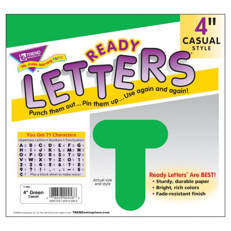 Letras Trend Enterprises 10 cm 75 piezas color verde
