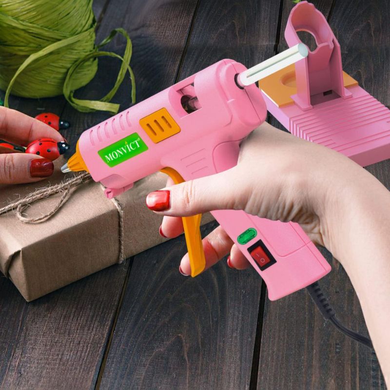 Pistola de Pegamento Caliente MONVICT Rosa - Kit con 30 Barras