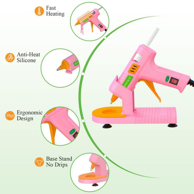 Pistola de Pegamento Caliente MONVICT Rosa - Kit con 30 Barras