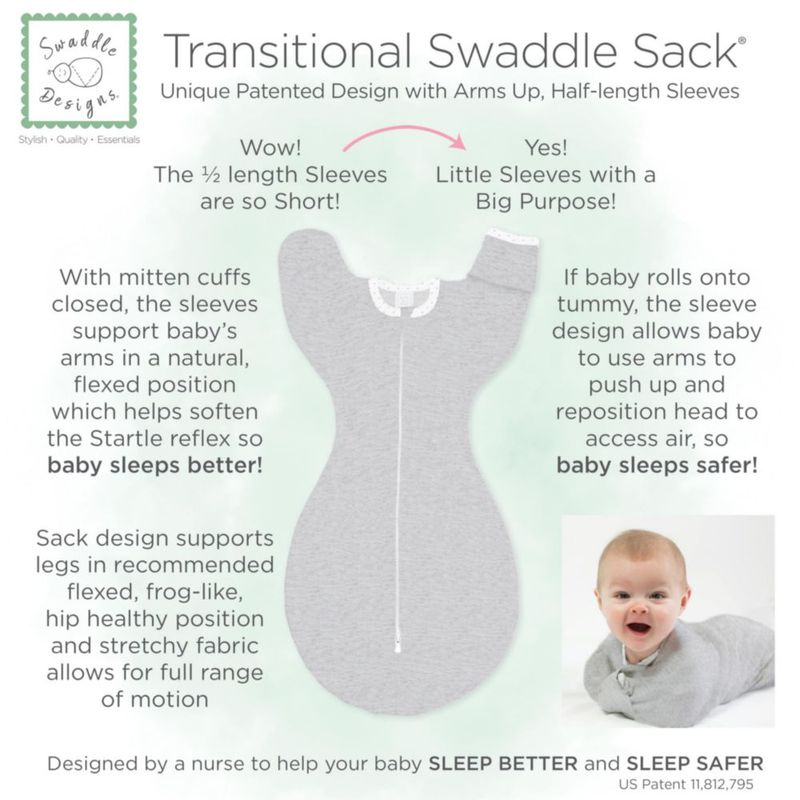 Manta de Arrullo Transicional SwaddleDesigns 0‑3 meses Algodón con Estampado Floral