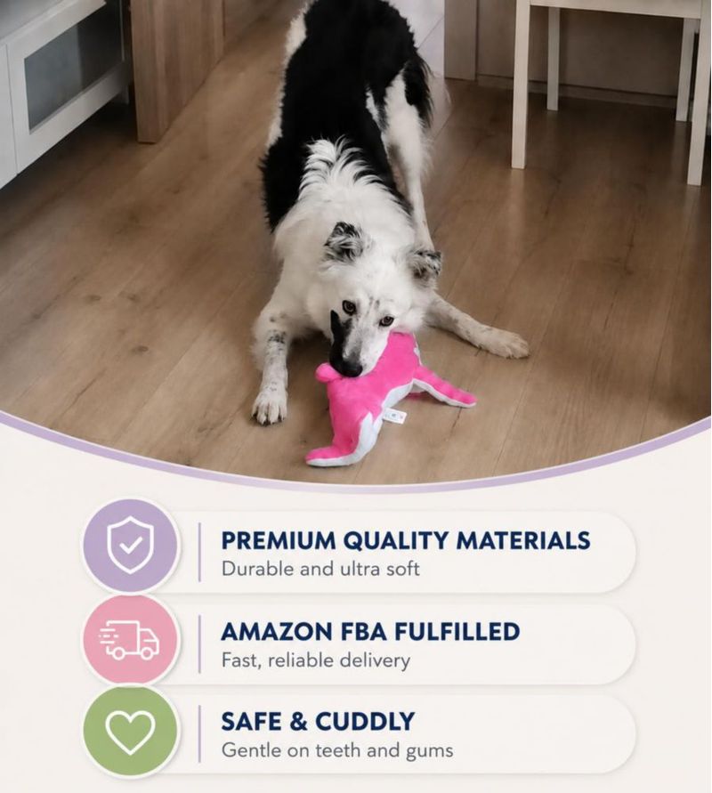 Juguete para perro Majestic Pals de peluche rosa grande con crujido
