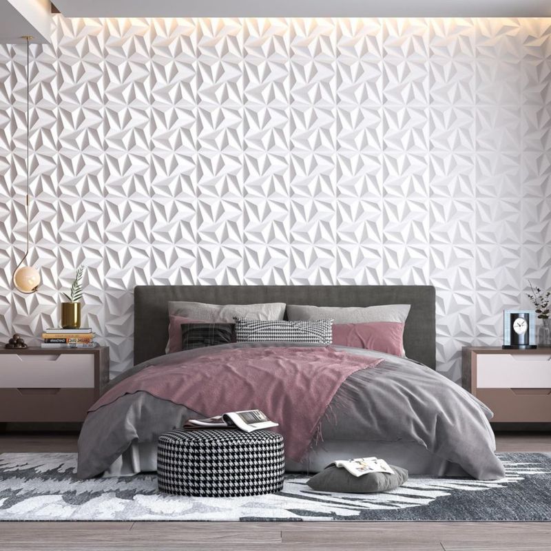 Paneles de pared Art3d 30 cm × 30 cm paquete de 20 color blanco PVC