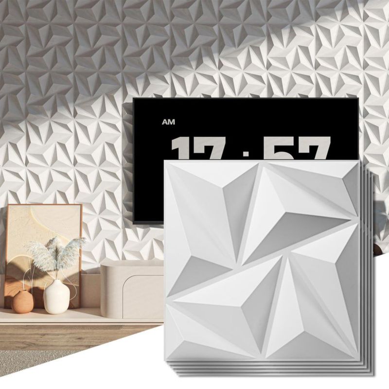 Paneles de pared Art3d 30 cm × 30 cm paquete de 20 color blanco PVC