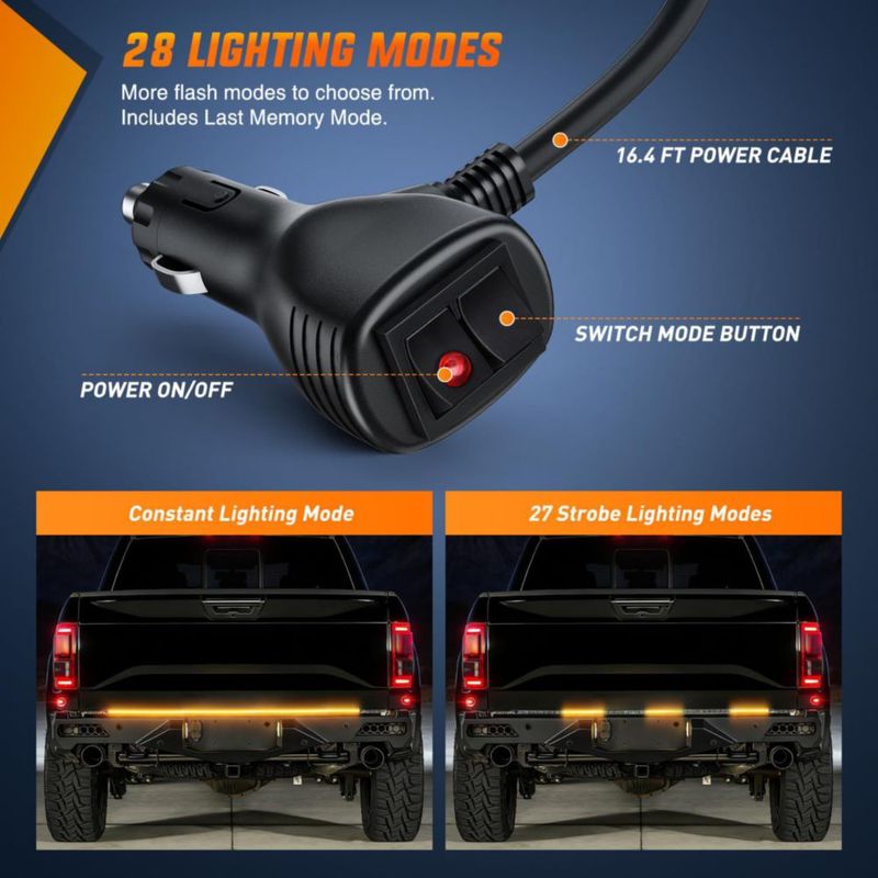 Luz de cola Nilight 150 cm Ámbar LED estroboscópica