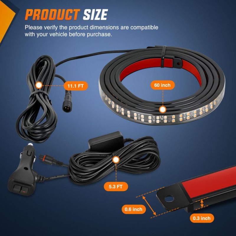 Luz de cola Nilight 150 cm Ámbar LED estroboscópica