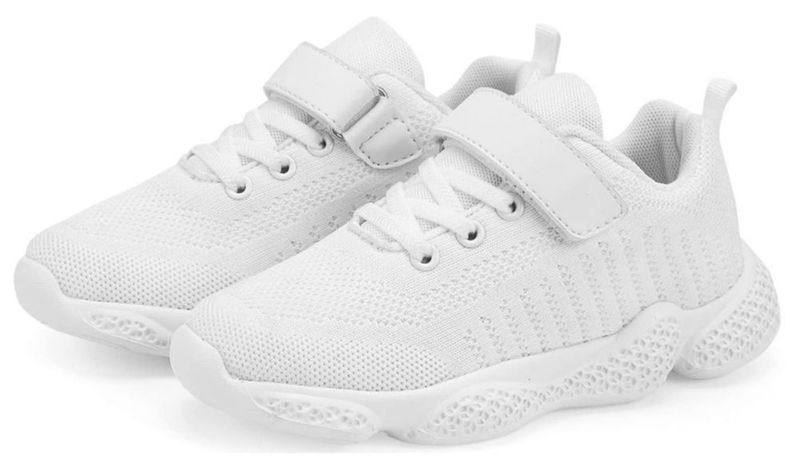 Zapatillas de tenis Santiro para niños talla 11 blancas tejido de punto transpirable