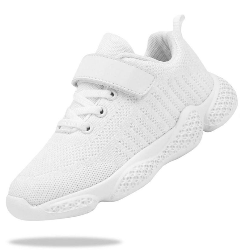Zapatillas de tenis Santiro para niños talla 11 blancas tejido de punto transpirable