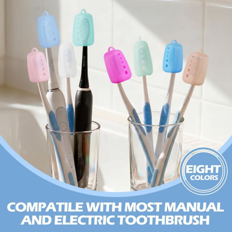 Fundas de silicona coloridas para cepillos de dientes Lapfoon – paquete de 8