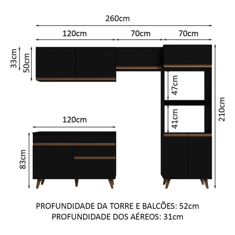 Cocina integral completa modular madesa 260cm 09