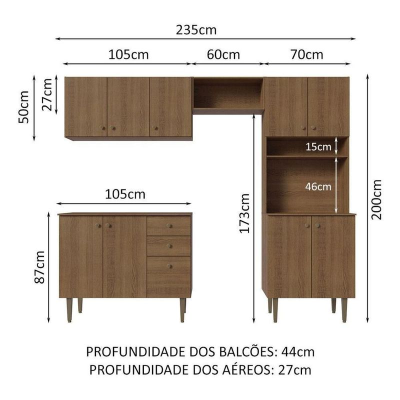 Cocina integral completa modular madesa gourmet 235cm mm 01