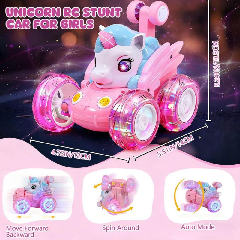 Coche RC Logth Unicornio Rosa con acrobacias 360° y luces