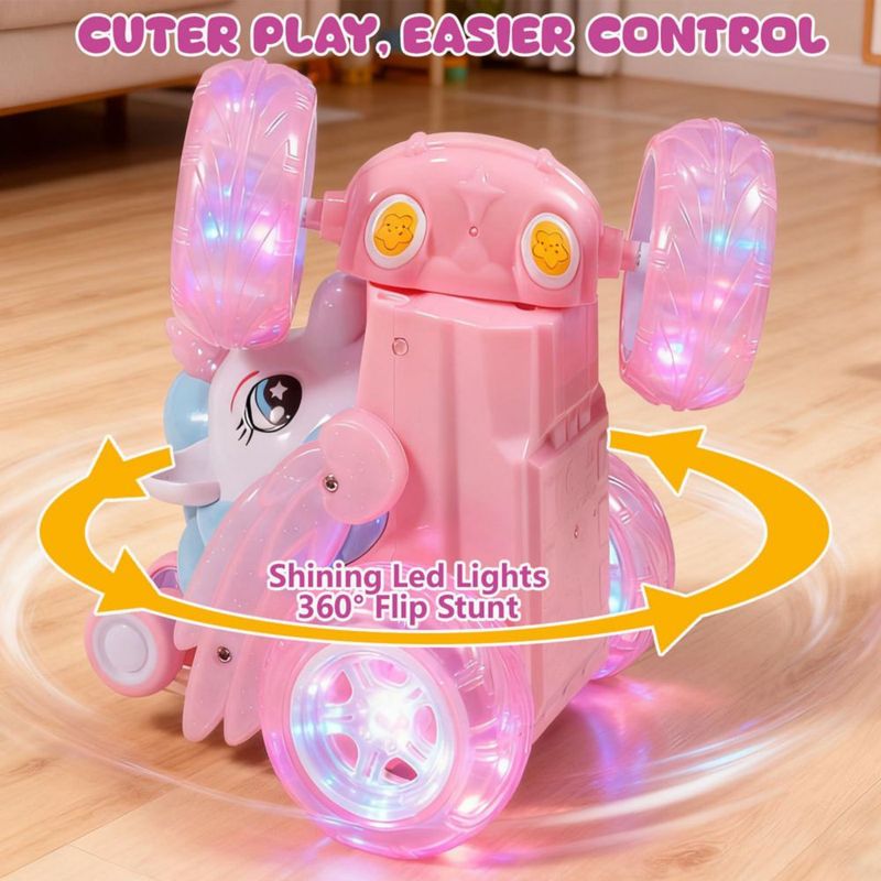 Coche RC Logth Unicornio Rosa con acrobacias 360° y luces