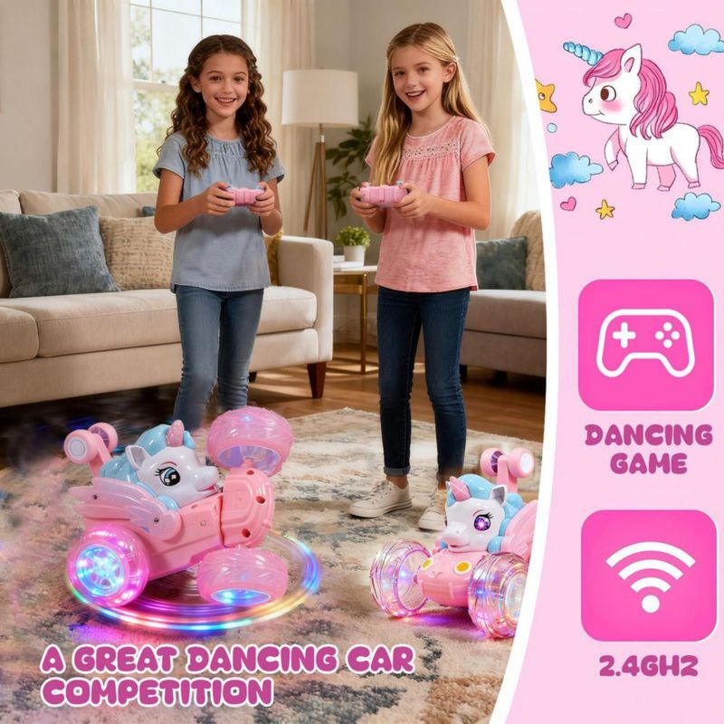 Coche RC Logth Unicornio Rosa con acrobacias 360° y luces