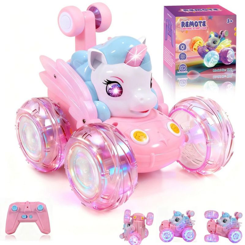 Coche RC Logth Unicornio Rosa con acrobacias 360° y luces