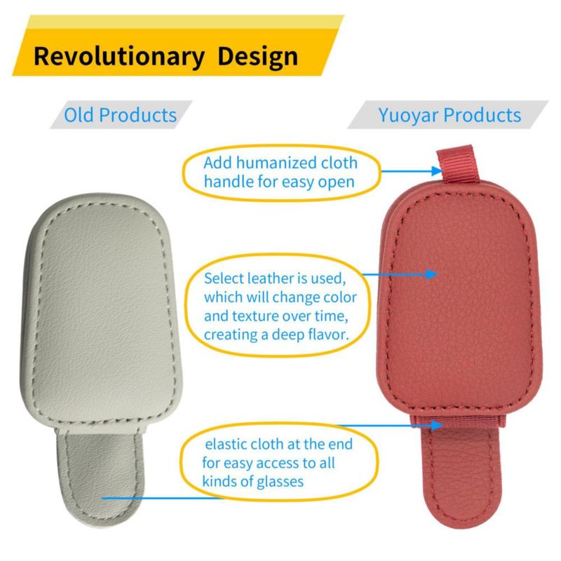 Yuoyar Soporte magnético de cuero para gafas de sol - Pack de 2 rojo