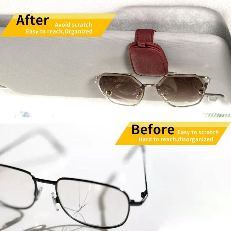 Yuoyar Soporte magnético de cuero para gafas de sol - Pack de 2 rojo