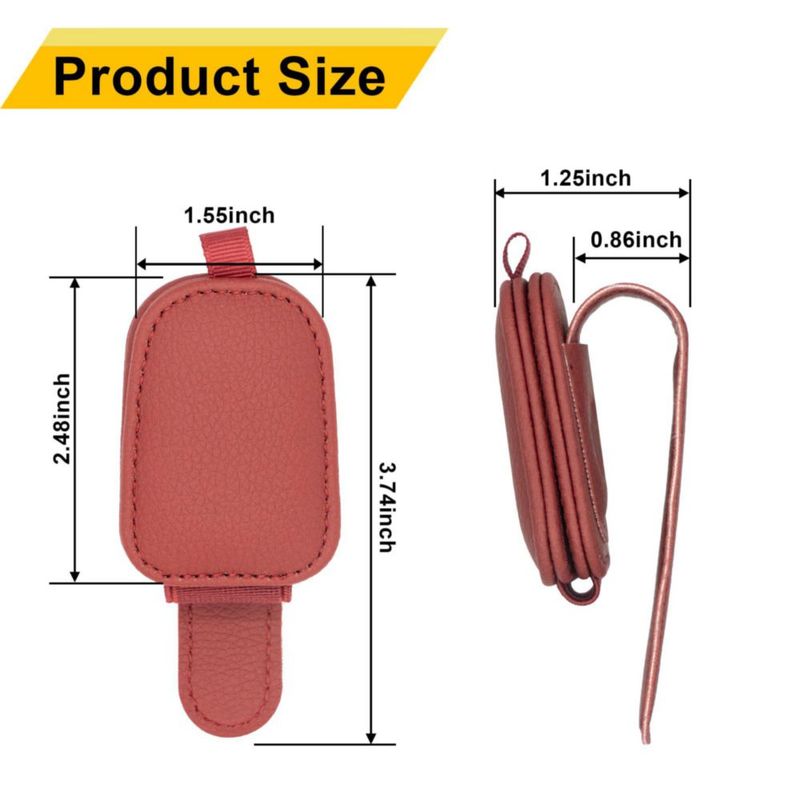 Yuoyar Soporte magnético de cuero para gafas de sol - Pack de 2 rojo