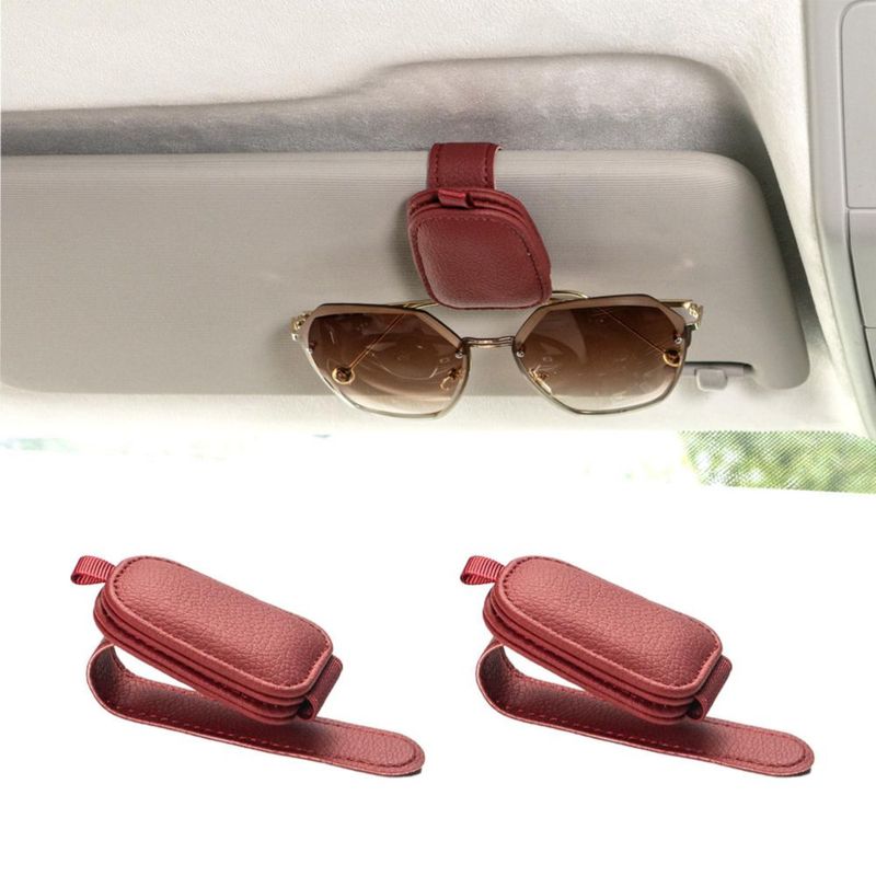 Yuoyar Soporte magnético de cuero para gafas de sol - Pack de 2 rojo