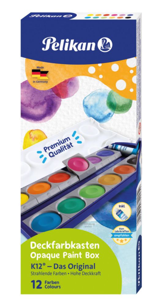 Set de acuarelas opacas Pelikan 12 colores + tubo de blanco de China (720854)