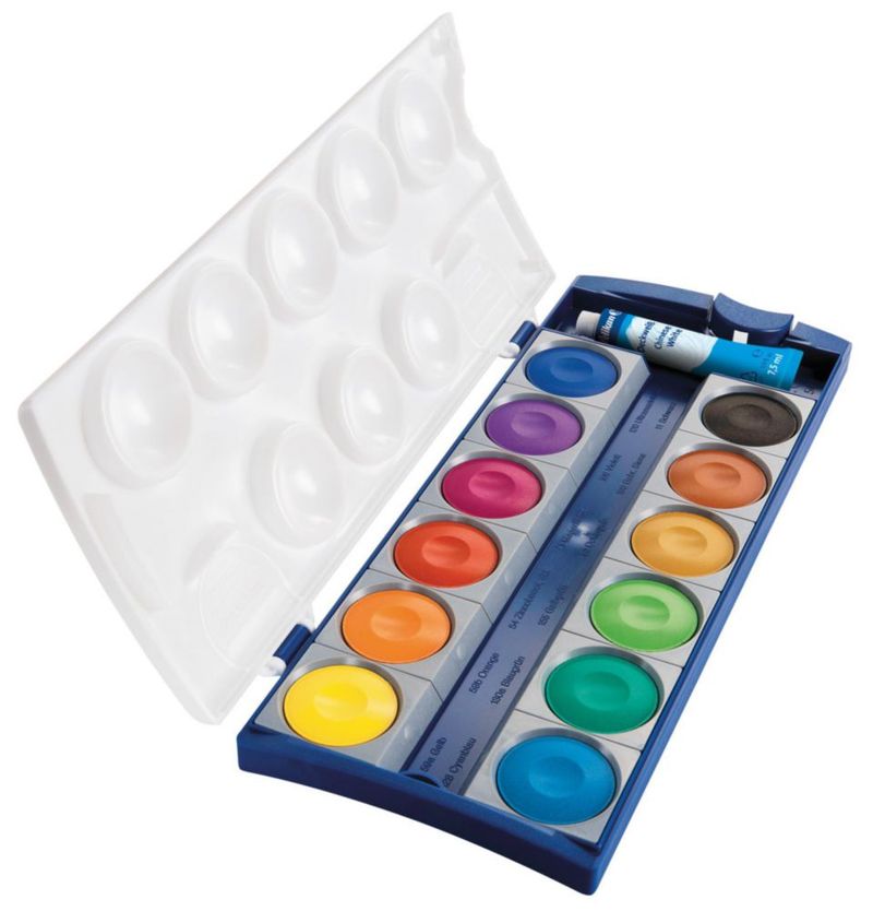 Set de acuarelas opacas Pelikan 12 colores + tubo de blanco de China (720854)