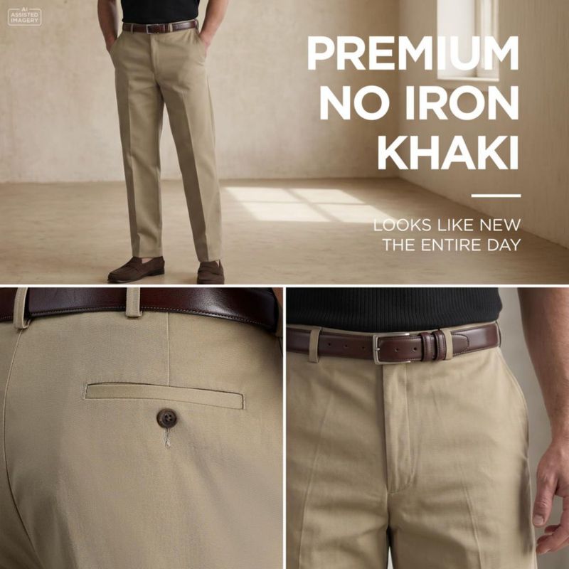 PANTALONES Haggar Corte Clásico sin planchar Caqui