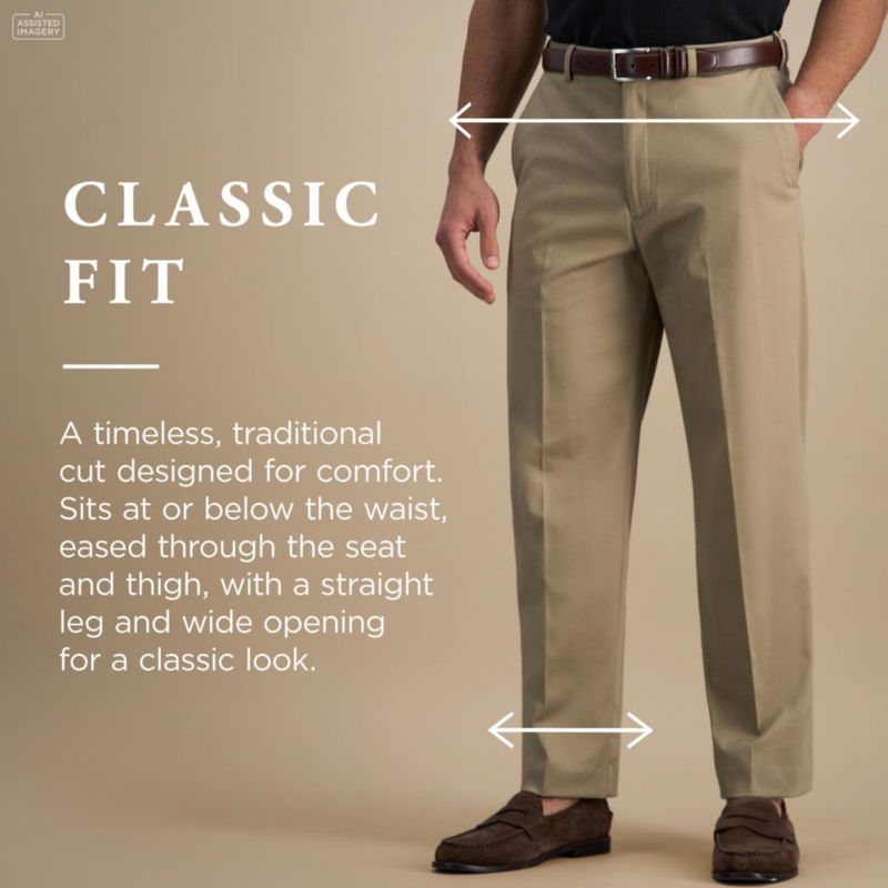PANTALONES Haggar Corte Clásico sin planchar Caqui