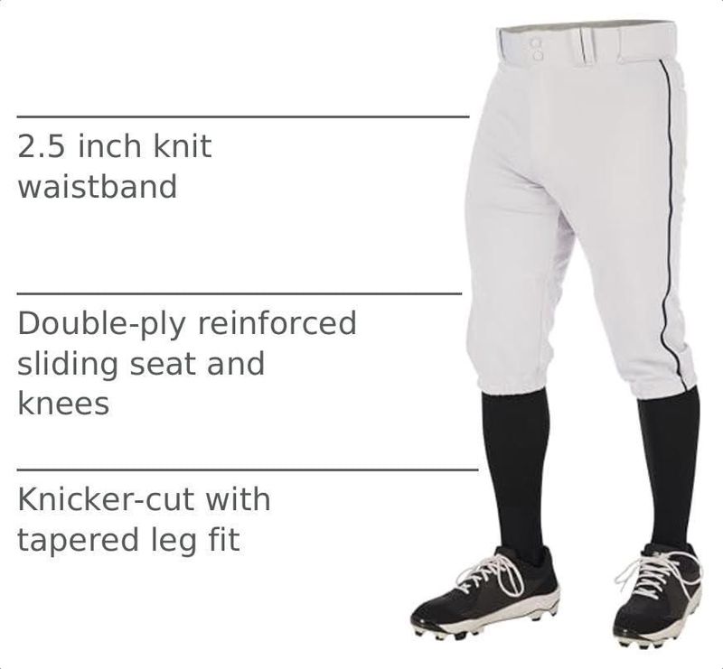 Pantalones tipo knickers de béisbol CHAMPRO Juvenil X‑Small blanco/negro