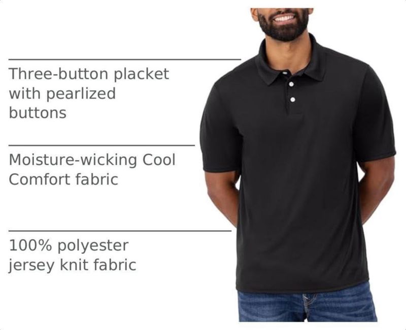 Camisa Polo Hanes Negra Talla Grande (US) Cooldri Performance
