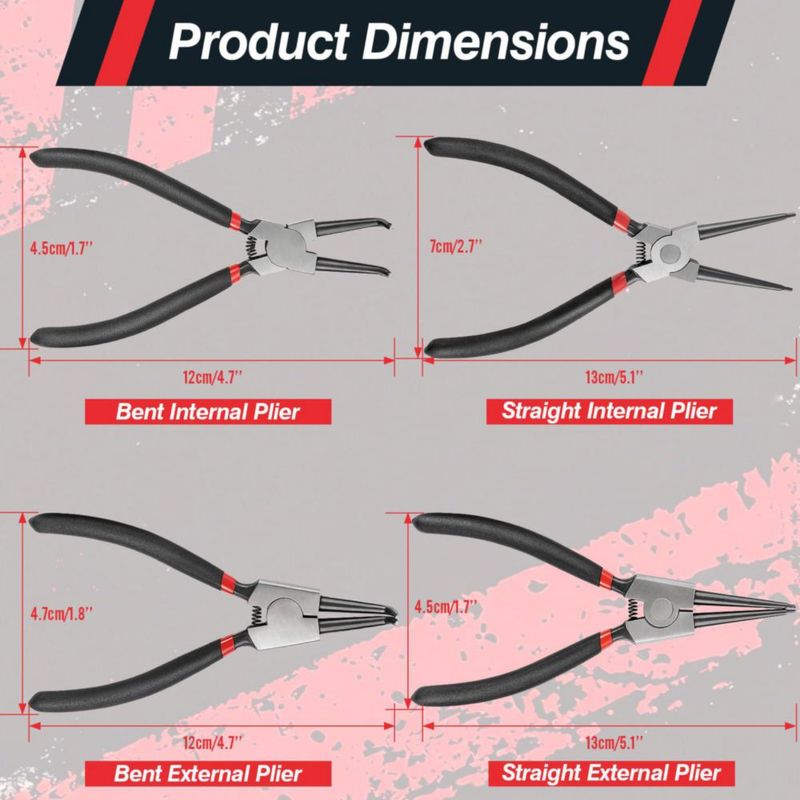 Juego de alicates Doaho 18 cm 4 piezas para anillos de retención