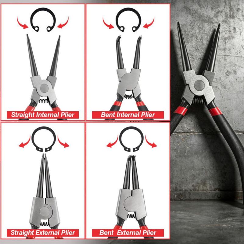 Juego de alicates Doaho 18 cm 4 piezas para anillos de retención