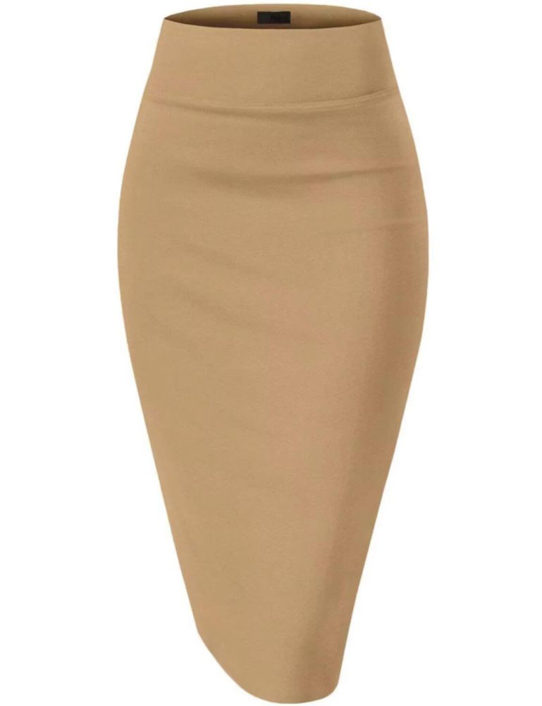 Falda Hybrid & Company M Nude de Ponte Stretch a la Rodilla